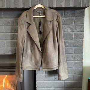 Charlie B pine green faux leather/suede jacket women’s XL NWT
